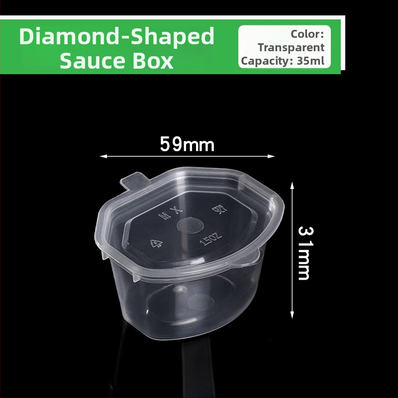 Jednorázový pohár na omáčku s viečkom na donášku, z plastu, vhodné do mikrovlnky, tlač loga k dispozícii, prispôsobenie k dispozícii