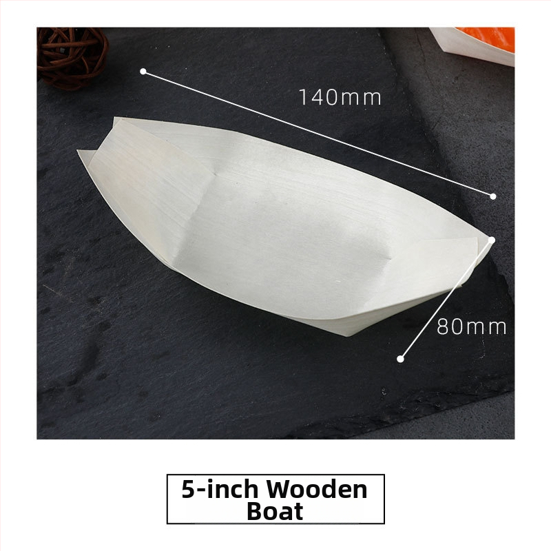 Medinė užkandžių dėžutė valties formos, pritaikoma, storis 36 mm, talpa 10