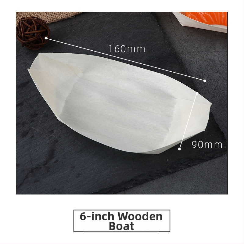 Medinė užkandžių dėžutė valties formos, pritaikoma, storis 36 mm, talpa 10