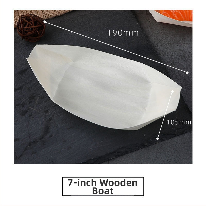 Medinė užkandžių dėžutė valties formos, pritaikoma, storis 36 mm, talpa 10