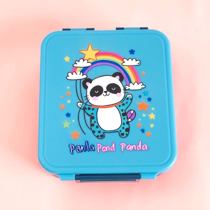 Детска правоъгълна разделена кутия за обяд с чашка за супа и прибори (вилица и лъжица), хранителен клас PP, 501–800 ml, подходяща за микровълнова