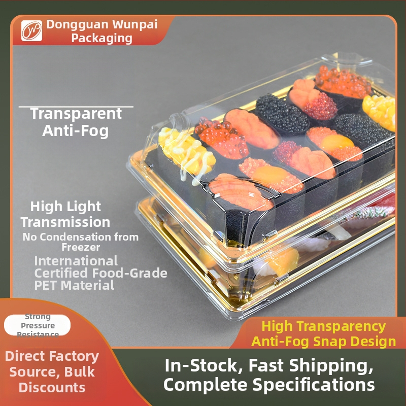 Еднократна кутия за суши с капак, PET, 400 бр, Стил: Classic, Лого отпечатано