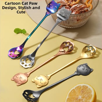 Kohvilus lusikas roostevabast terasest, kassikäpa mudel, karikatuuriline muster, armas stiil