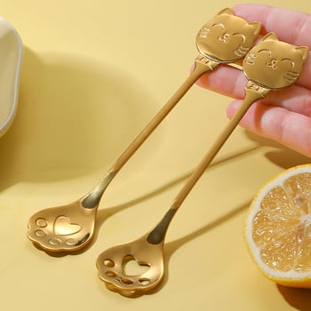 Kohvilus lusikas roostevabast terasest, kassikäpa mudel, karikatuuriline muster, armas stiil