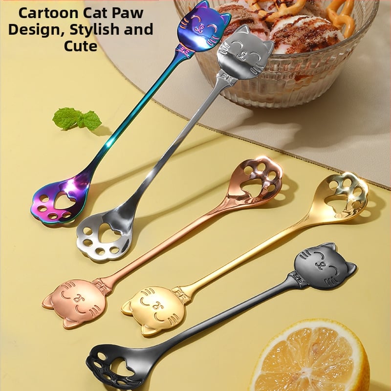 Kohvilus lusikas roostevabast terasest, kassikäpa mudel, karikatuuriline muster, armas stiil