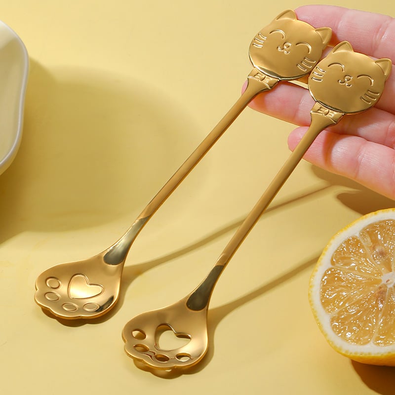 Kohvilus lusikas roostevabast terasest, kassikäpa mudel, karikatuuriline muster, armas stiil