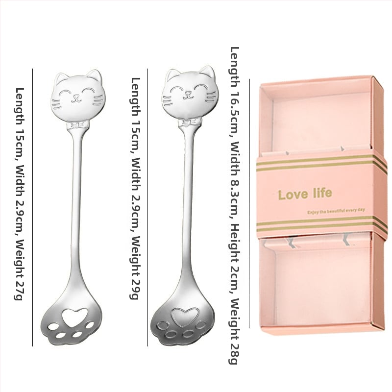 Kohvilus lusikas roostevabast terasest, kassikäpa mudel, karikatuuriline muster, armas stiil