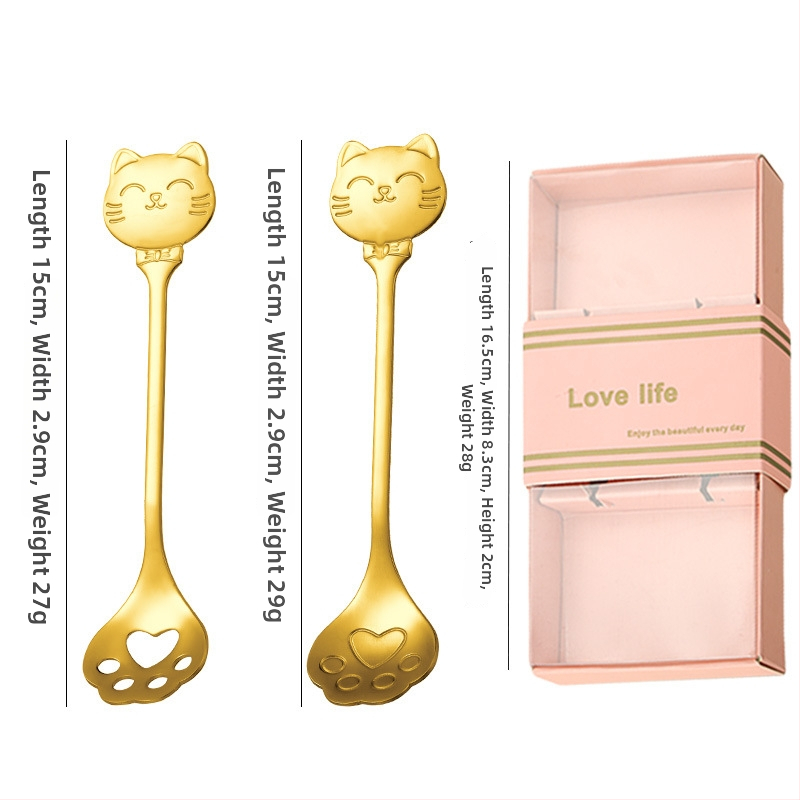 Kohvilus lusikas roostevabast terasest, kassikäpa mudel, karikatuuriline muster, armas stiil