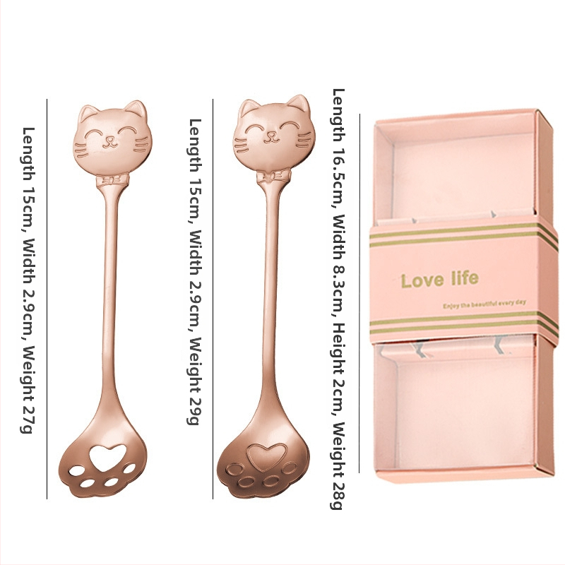 Kohvilus lusikas roostevabast terasest, kassikäpa mudel, karikatuuriline muster, armas stiil