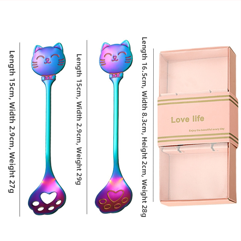 Kohvilus lusikas roostevabast terasest, kassikäpa mudel, karikatuuriline muster, armas stiil