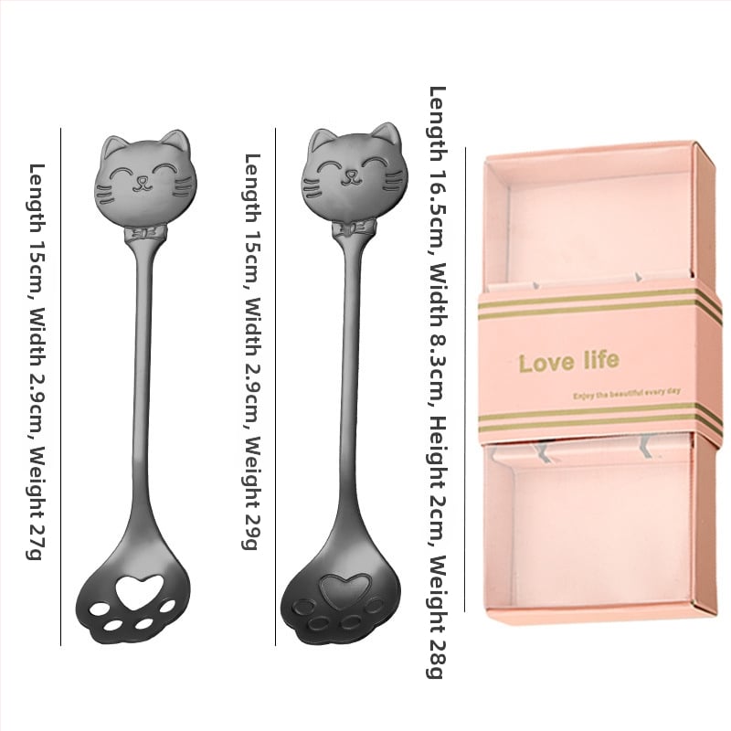 Kohvilus lusikas roostevabast terasest, kassikäpa mudel, karikatuuriline muster, armas stiil