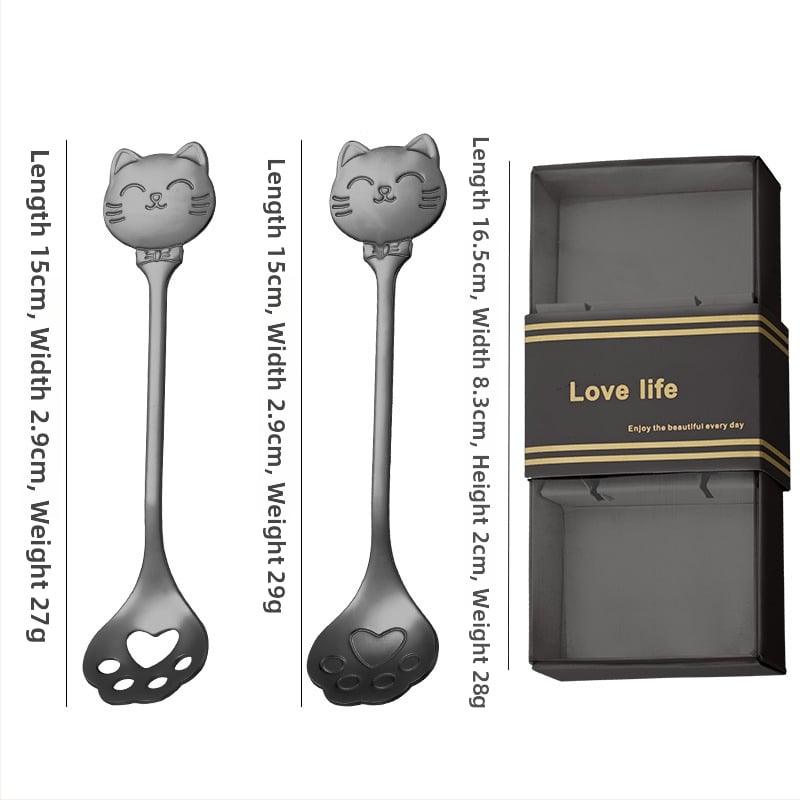 Kohvilus lusikas roostevabast terasest, kassikäpa mudel, karikatuuriline muster, armas stiil