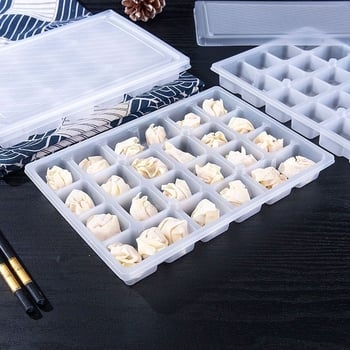 Cutie de transport din plastic, dreptunghiulară, pentru takeout, 24 compartimente, cu capac, din plastic, poate fi congelată, nu este compatibilă cu cuptorul cu microunde