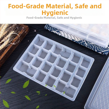 Cutie de transport din plastic, dreptunghiulară, pentru takeout, 24 compartimente, cu capac, din plastic, poate fi congelată, nu este compatibilă cu cuptorul cu microunde