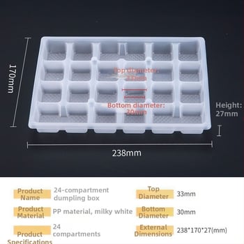 Cutie de transport din plastic, dreptunghiulară, pentru takeout, 24 compartimente, cu capac, din plastic, poate fi congelată, nu este compatibilă cu cuptorul cu microunde