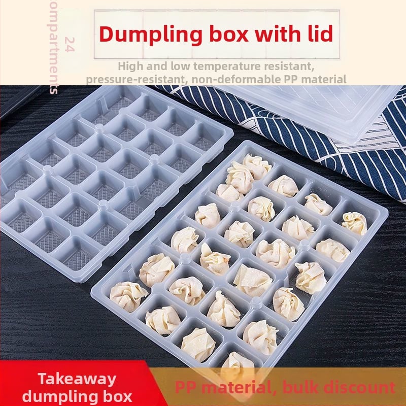 Cutie de transport din plastic, dreptunghiulară, pentru takeout, 24 compartimente, cu capac, din plastic, poate fi congelată, nu este compatibilă cu cuptorul cu microunde