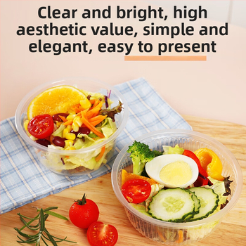 Miaojie ühekordselt kasutatav plastikust ümmargune kauss – ilma kaaneta, 420 ml/480 ml