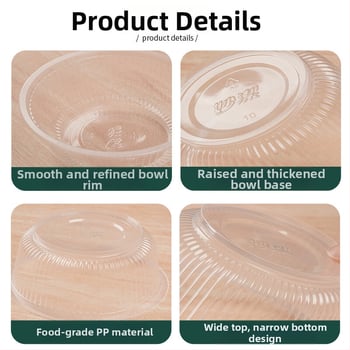 Miaojie ühekordselt kasutatav plastikust ümmargune kauss – ilma kaaneta, 420 ml/480 ml