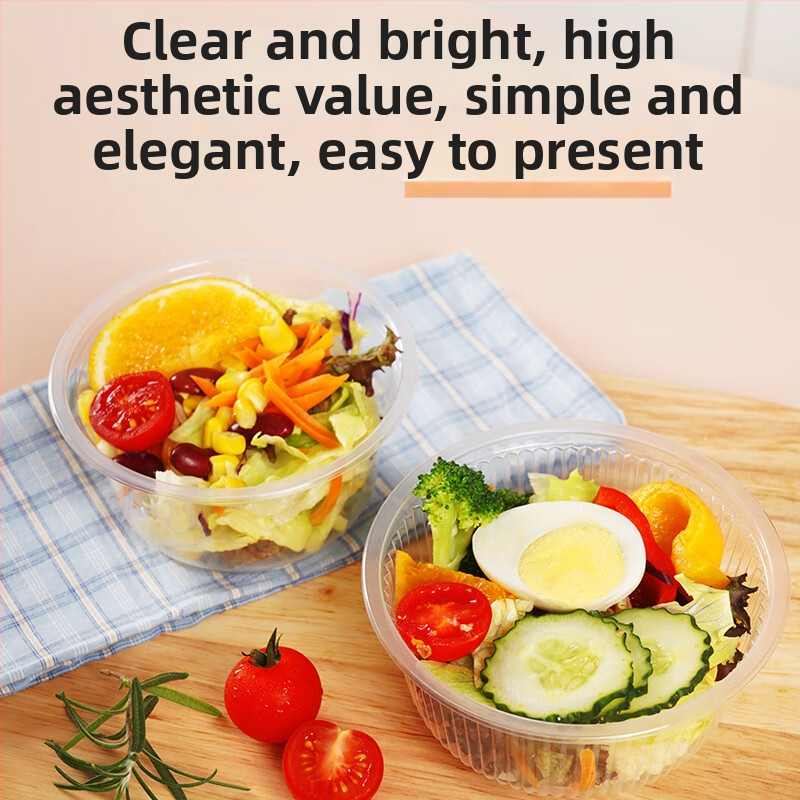 Miaojie jednorazová plastová okrúhla misa – bez viečka, 420 ml/480 ml