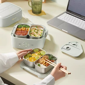 Bear cutie electrică de prânz, izolată, cu două niveluri și patru compartimente, DFH-G16W7, capacitate 1.6–2.0 L, vas interior din oțel inoxidabil 304, 270W, 220V, control cu buton