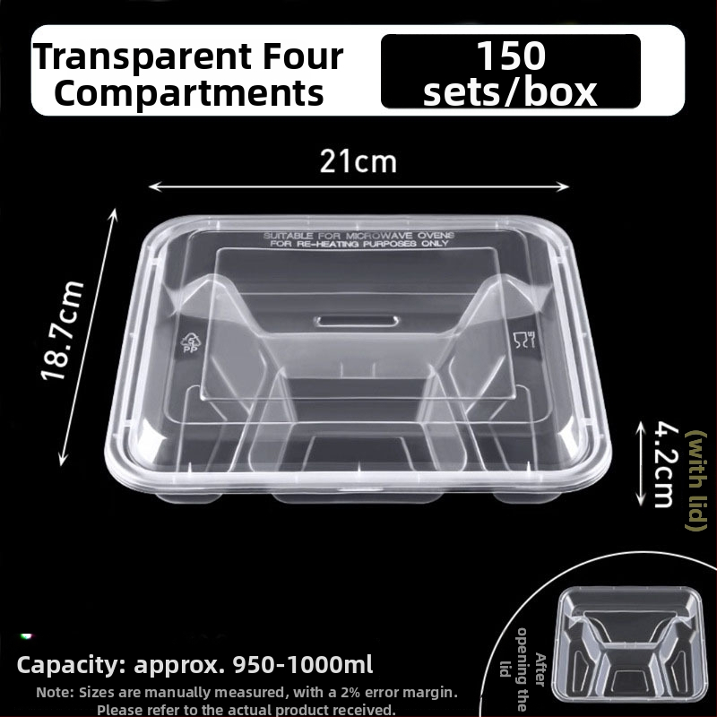 Еднократна кутия за обяд с капак, ПП с хранително качество, 4-5 отделения, подходяща за микровълнова, неразградима