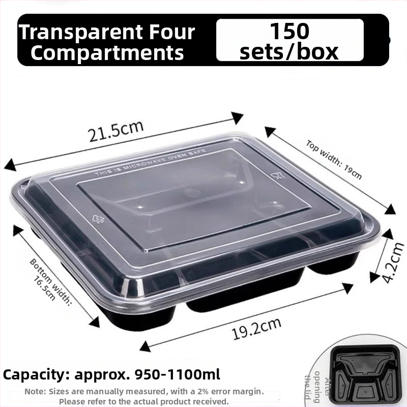 Еднократна кутия за обяд с капак, ПП с хранително качество, 4-5 отделения, подходяща за микровълнова, неразградима