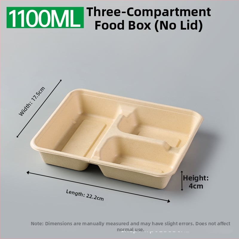 Cutie de prânz biodegradabilă, cu mai multe compartimente din pulpă de trestie de zahăr (3/4/5 compartimente), compatibilă cu cuptorul cu microunde, 25 buc./pachet
