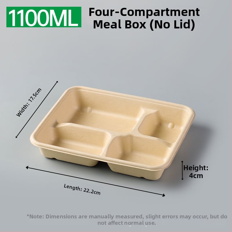 Cutie de prânz biodegradabilă, cu mai multe compartimente din pulpă de trestie de zahăr (3/4/5 compartimente), compatibilă cu cuptorul cu microunde, 25 buc./pachet