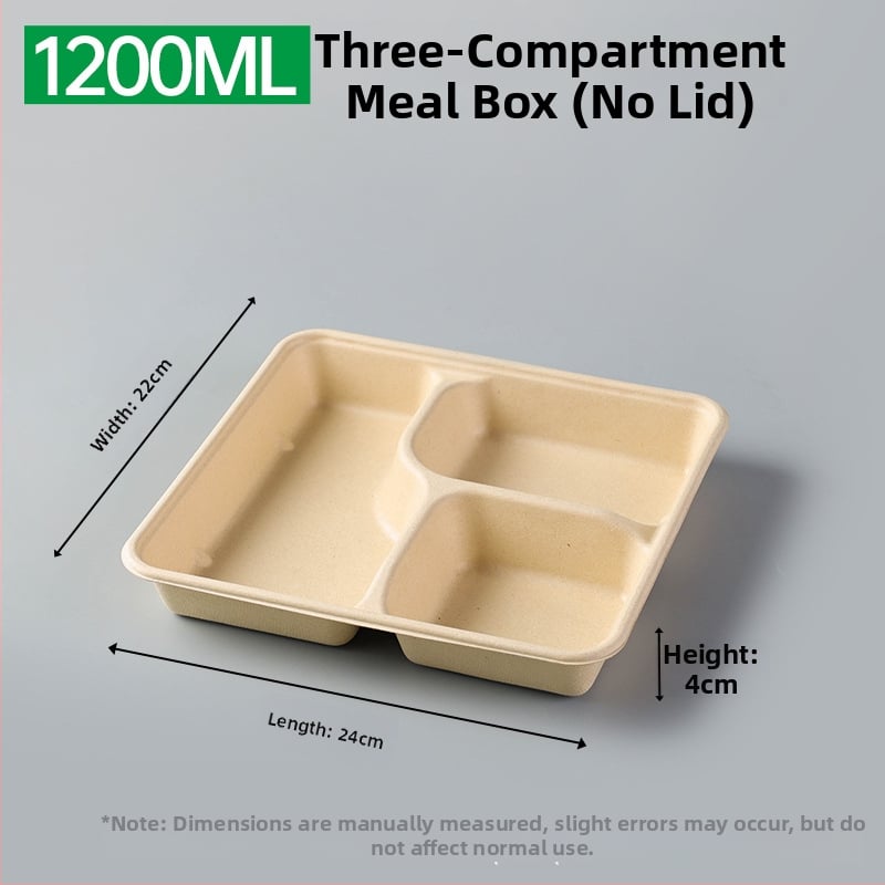 Cutie de prânz biodegradabilă, cu mai multe compartimente din pulpă de trestie de zahăr (3/4/5 compartimente), compatibilă cu cuptorul cu microunde, 25 buc./pachet