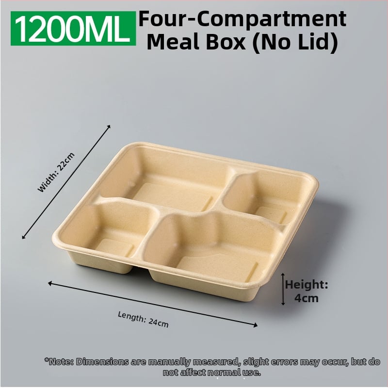 Cutie de prânz biodegradabilă, cu mai multe compartimente din pulpă de trestie de zahăr (3/4/5 compartimente), compatibilă cu cuptorul cu microunde, 25 buc./pachet