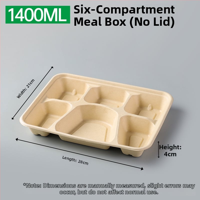 Cutie de prânz biodegradabilă, cu mai multe compartimente din pulpă de trestie de zahăr (3/4/5 compartimente), compatibilă cu cuptorul cu microunde, 25 buc./pachet