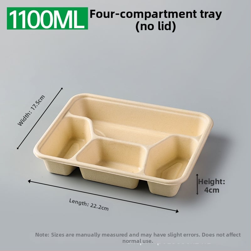 Cutie de prânz biodegradabilă, cu mai multe compartimente din pulpă de trestie de zahăr (3/4/5 compartimente), compatibilă cu cuptorul cu microunde, 25 buc./pachet