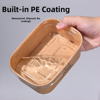 Cutie de prânz din kraft paper, 750 ml, dreptunghiulară, 25 buc./pachet, hârtie cu pulpă de lemn acoperită, necompatibilă cu microunde