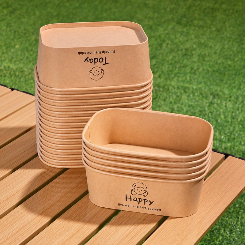 Cutie de prânz din kraft paper, 750 ml, dreptunghiulară, 25 buc./pachet, hârtie cu pulpă de lemn acoperită, necompatibilă cu microunde