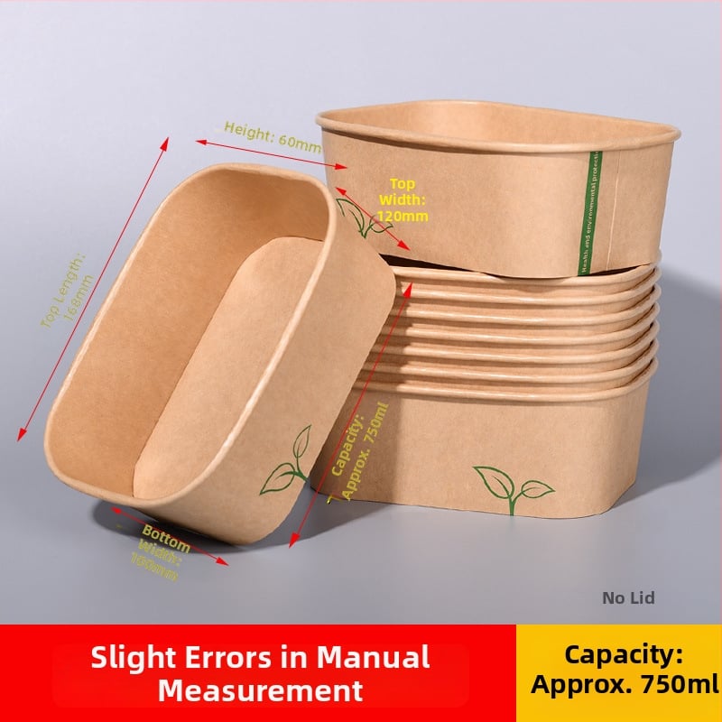 Cutie de prânz din kraft paper, 750 ml, dreptunghiulară, 25 buc./pachet, hârtie cu pulpă de lemn acoperită, necompatibilă cu microunde