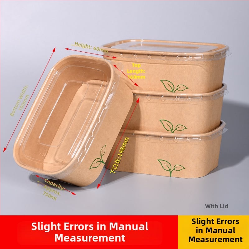 Cutie de prânz din kraft paper, 750 ml, dreptunghiulară, 25 buc./pachet, hârtie cu pulpă de lemn acoperită, necompatibilă cu microunde