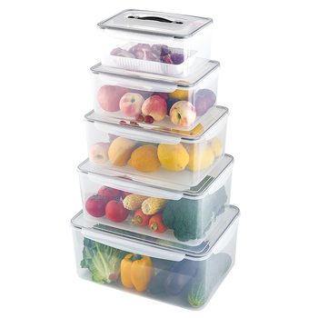 Shunli négyzet alakú műanyag zöldséges-gyümölcs tároló doboz, élelmiszer-minőség, mikrohullámú sütőben használható, kapacitás 4.1-5 L, kiváló tömítés