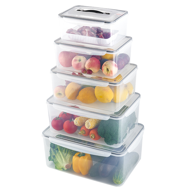 Shunli négyzet alakú műanyag zöldséges-gyümölcs tároló doboz, élelmiszer-minőség, mikrohullámú sütőben használható, kapacitás 4.1-5 L, kiváló tömítés