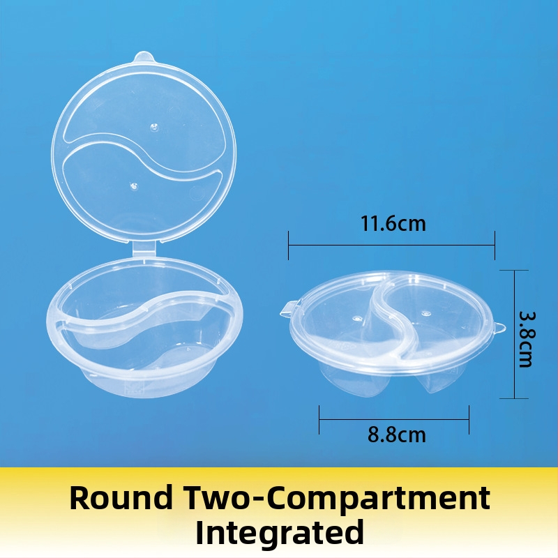 Еднократна кутия за сос за потапяне с интегриран контейнер и разделени отделения, PP пластмаса, налична в опаковки от 100, 1000 или 2000 броя