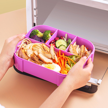 Kutija za ručak s pregradama – izolirana, mikrovalno sigurna, prehrambene kvalitete, kvadratnog oblika, 1–2 L