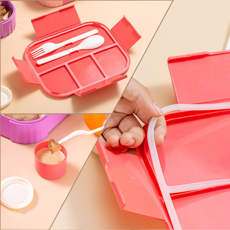 Kutija za ručak s pregradama – izolirana, mikrovalno sigurna, prehrambene kvalitete, kvadratnog oblika, 1–2 L