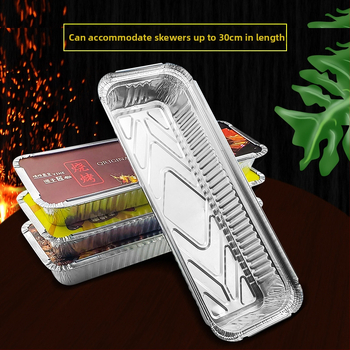 Ühekordne toidukauss alumiiniumfooliumist grillimiseks - ristkülikukujuline, 60 μm paksus, logotüübi trükk, 500 tk/pakk