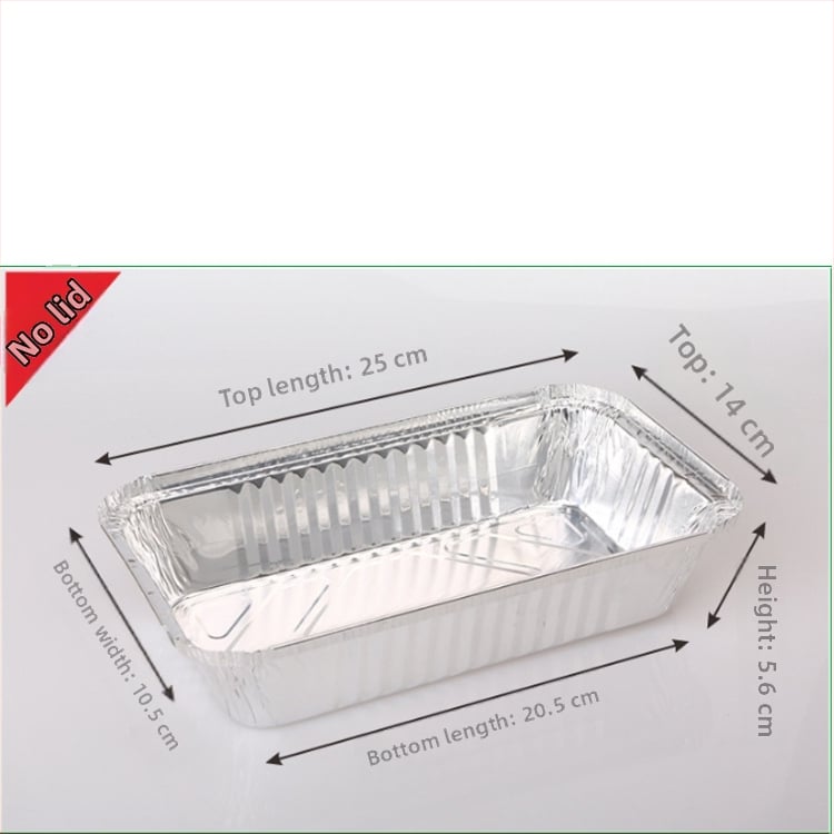 Ühekordne toidukauss alumiiniumfooliumist grillimiseks - ristkülikukujuline, 60 μm paksus, logotüübi trükk, 500 tk/pakk