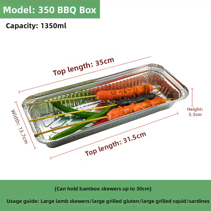 Jednorazová krabička na jedlo z hliníkovej fólie pre grilovanie - obdĺžnikový tvar, 60 μm, tlač loga, 500 ks/krabica