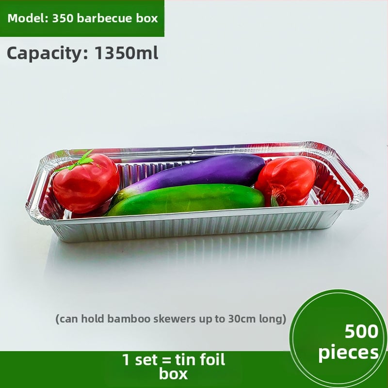 Ühekordne toidukauss alumiiniumfooliumist grillimiseks - ristkülikukujuline, 60 μm paksus, logotüübi trükk, 500 tk/pakk