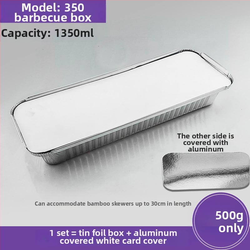 Ühekordne toidukauss alumiiniumfooliumist grillimiseks - ristkülikukujuline, 60 μm paksus, logotüübi trükk, 500 tk/pakk