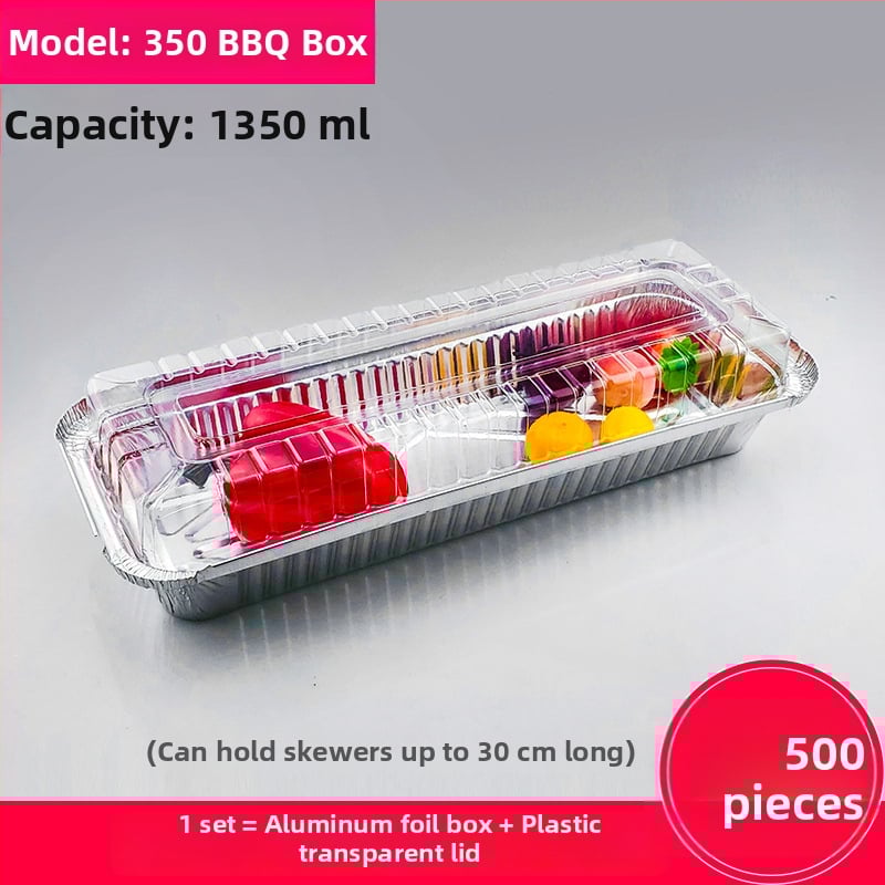 Ühekordne toidukauss alumiiniumfooliumist grillimiseks - ristkülikukujuline, 60 μm paksus, logotüübi trükk, 500 tk/pakk