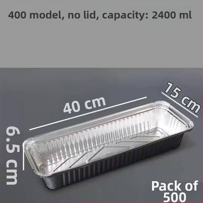 Ühekordne toidukauss alumiiniumfooliumist grillimiseks - ristkülikukujuline, 60 μm paksus, logotüübi trükk, 500 tk/pakk