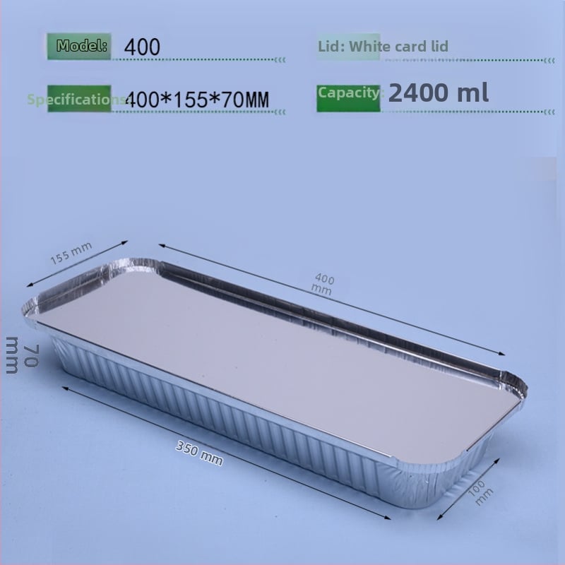 Ühekordne toidukauss alumiiniumfooliumist grillimiseks - ristkülikukujuline, 60 μm paksus, logotüübi trükk, 500 tk/pakk