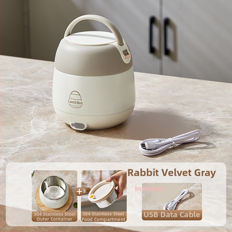 Cutie electrică pentru prânz cu încălzire fără apă, recipient interior din oțel inoxidabil 304, 20W, 220V, USB sau alimentare de mașină, păstrează caldă când este conectată